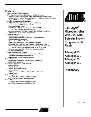 ATMEGA603L Datasheet PDF Atmel Corporation