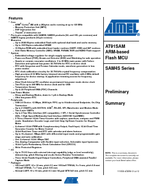 ATSAM4S16BA-AU Datasheet PDF Atmel Corporation