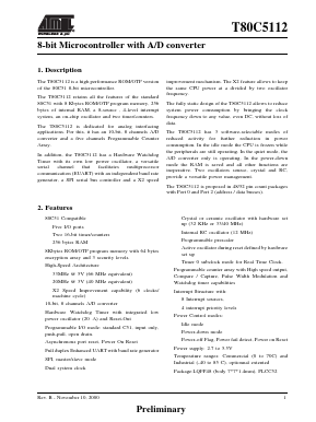 T80C5112-S3RCV Datasheet PDF Atmel Corporation