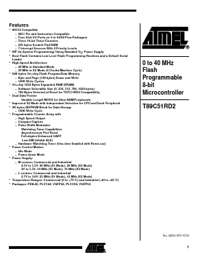 T89C51RD2-RDTIM Datasheet PDF Atmel Corporation