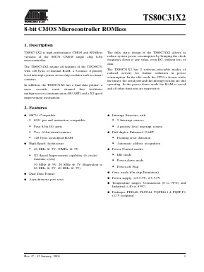 TS80C31X2-LLCR Datasheet PDF Atmel Corporation