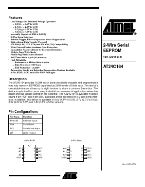 24C164 Datasheet PDF Atmel Corporation