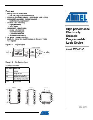 ATF22V10B-10NM/883 Datasheet PDF Atmel Corporation