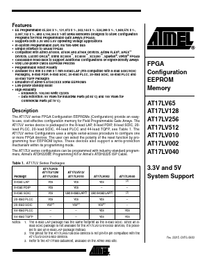 AT17LV010-10PI Datasheet PDF Atmel Corporation