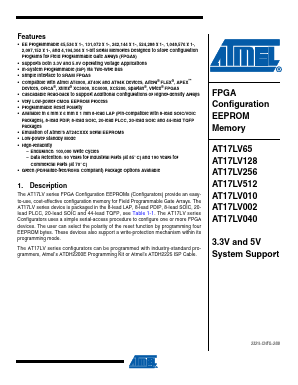AT17LV256A-10PC Datasheet PDF Atmel Corporation
