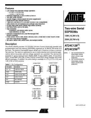 AT24C128-10PU-1.8 Datasheet PDF Atmel Corporation