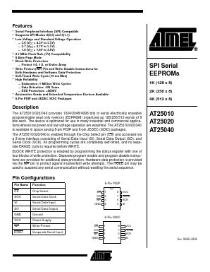 AT25010-10SC-2.7 Datasheet PDF Atmel Corporation