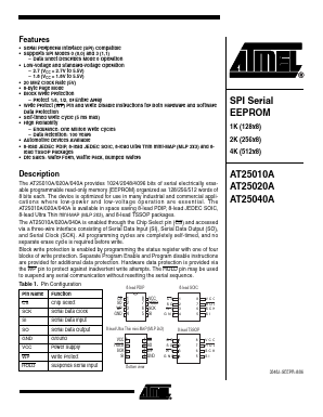 AT25010A-10PU-1.8 Datasheet PDF Atmel Corporation