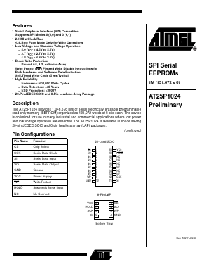 AT25P1024C1-10CI-1.8 Datasheet PDF Atmel Corporation