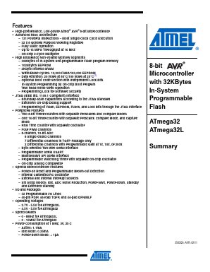 ATMEGA32L-8PU Datasheet PDF Atmel Corporation
