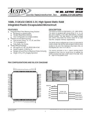 AS8SLC512K32PEC-25 Datasheet PDF Austin Semiconductor