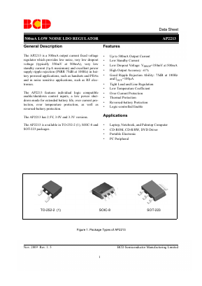 AP2213M-3.3TRE1 Datasheet PDF BCD Semiconductor
