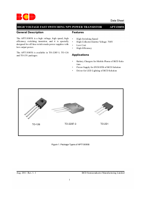 APT13005STF-G1 Datasheet PDF BCD Semiconductor