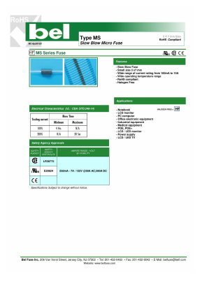 MS500 Datasheet PDF Bel Fuse Inc.