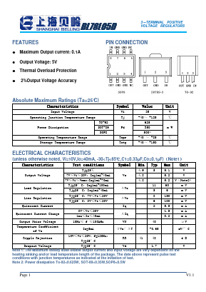 BL78L05D Datasheet PDF Shanghai Belling Co., Ltd.