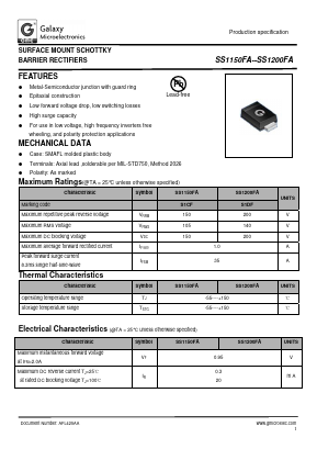 SS1150FA Datasheet PDF Galaxy Semi-Conductor