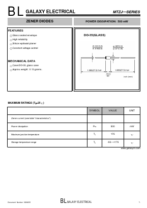 MTZJ43 Datasheet PDF Galaxy Semi-Conductor