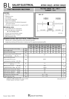 BY500-100Z Datasheet PDF Galaxy Semi-Conductor