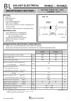 RU4AM Datasheet PDF Galaxy Semi-Conductor