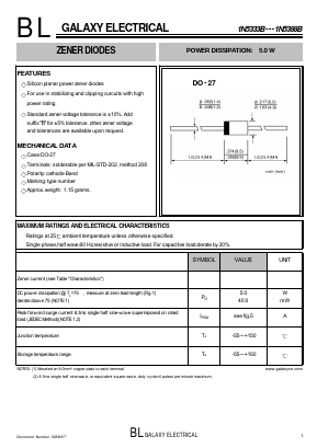 1N5348B Datasheet PDF Galaxy Semi-Conductor