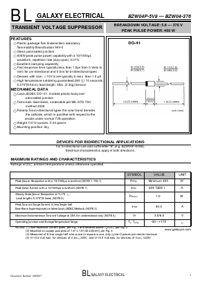 BZW04-11 Datasheet PDF Galaxy Semi-Conductor