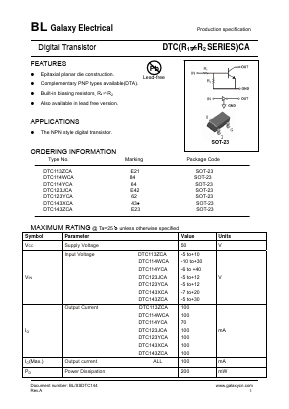 DTC114WCA Datasheet PDF Galaxy Semi-Conductor