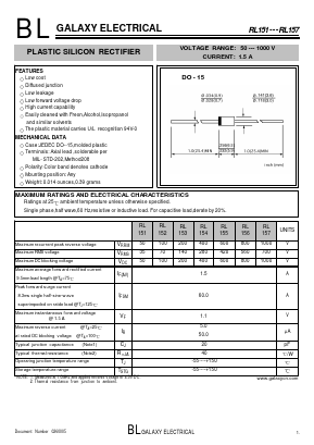 RL154 Datasheet PDF Galaxy Semi-Conductor