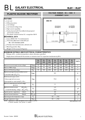 RL205 Datasheet PDF Galaxy Semi-Conductor