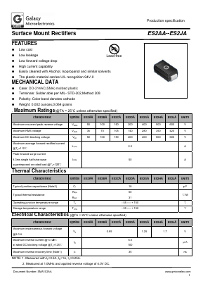 ES2AA Datasheet PDF Galaxy Semi-Conductor