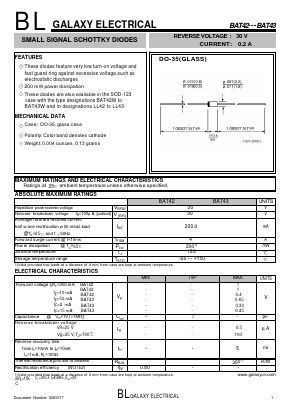 BAT43 Datasheet PDF Galaxy Semi-Conductor