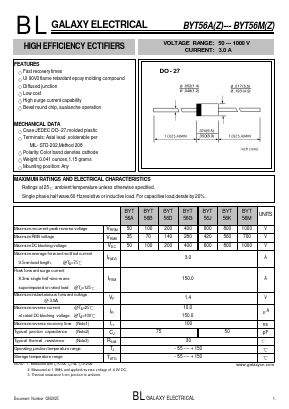 BYT56A Datasheet PDF Galaxy Semi-Conductor