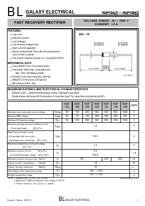 RGP15AZ Datasheet PDF Galaxy Semi-Conductor