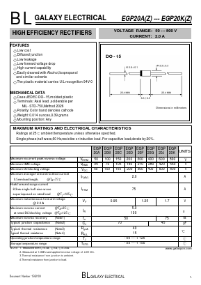 EGP20G Datasheet PDF Galaxy Semi-Conductor