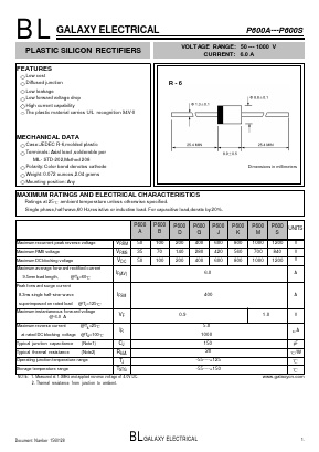 P600A Datasheet PDF Galaxy Semi-Conductor