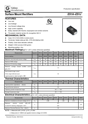 ES1A Datasheet PDF Galaxy Semi-Conductor