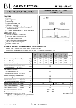 FR105L Datasheet PDF Galaxy Semi-Conductor