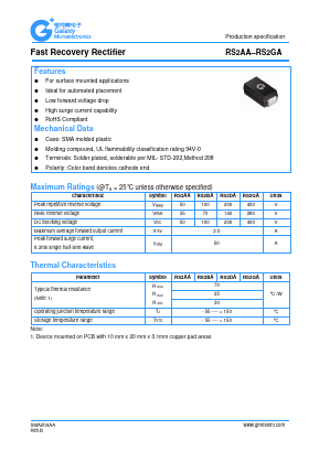 RS2GA Datasheet PDF Galaxy Semi-Conductor