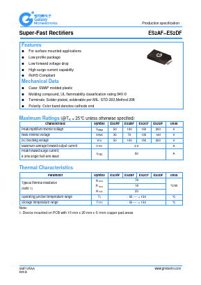 ES2AF Datasheet PDF Galaxy Semi-Conductor