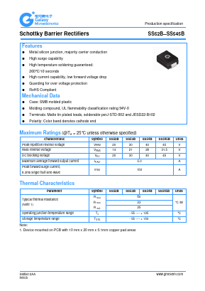 SS52B Datasheet PDF Galaxy Semi-Conductor