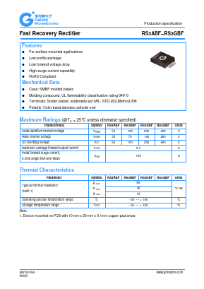 RS3ABF Datasheet PDF Galaxy Semi-Conductor