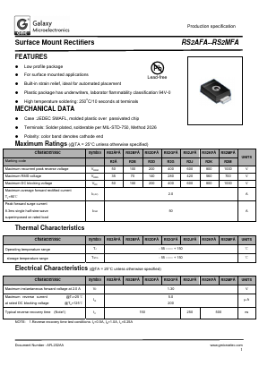 RS2AFA Datasheet PDF Galaxy Semi-Conductor