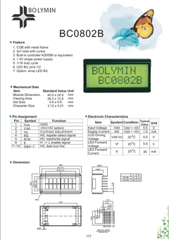 BC0802B Datasheet PDF BOLYMIN Inc