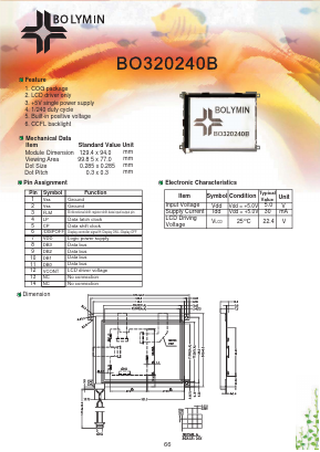 BO320240B Datasheet PDF BOLYMIN Inc