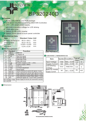 BP320240D Datasheet PDF BOLYMIN Inc