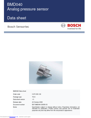 BMD040 Datasheet PDF Bosch Sensortec GmbH