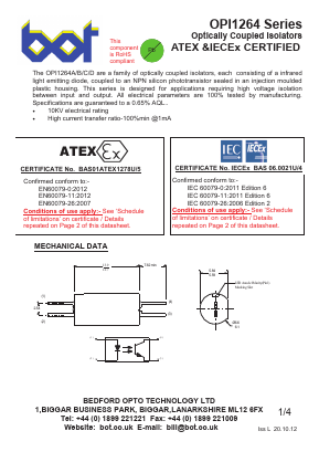 OPI1264C Datasheet PDF Bedford Opto Technology Ltd.