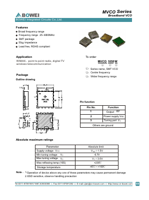 MVCO075W Datasheet PDF BOWEI Integrated Circuits CO.,LTD.