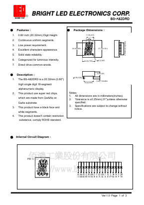 BS-A82DRD Datasheet PDF BRIGHT LED ELECTRONICS CORP