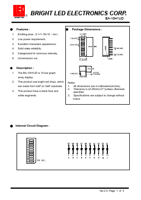BA-10H1UD Datasheet PDF BRIGHT LED ELECTRONICS CORP