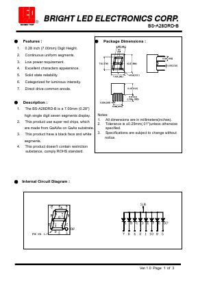 BS-A28DRD-B Datasheet PDF BRIGHT LED ELECTRONICS CORP